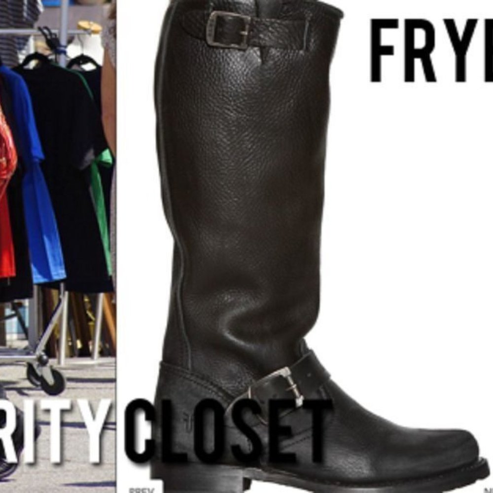 NWT Frye Veronica Slouch Round Toe Leather Mid Calf Boot Black Size 6